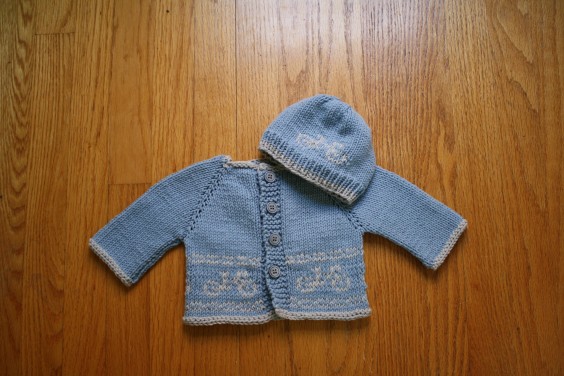 baby sweater and hat