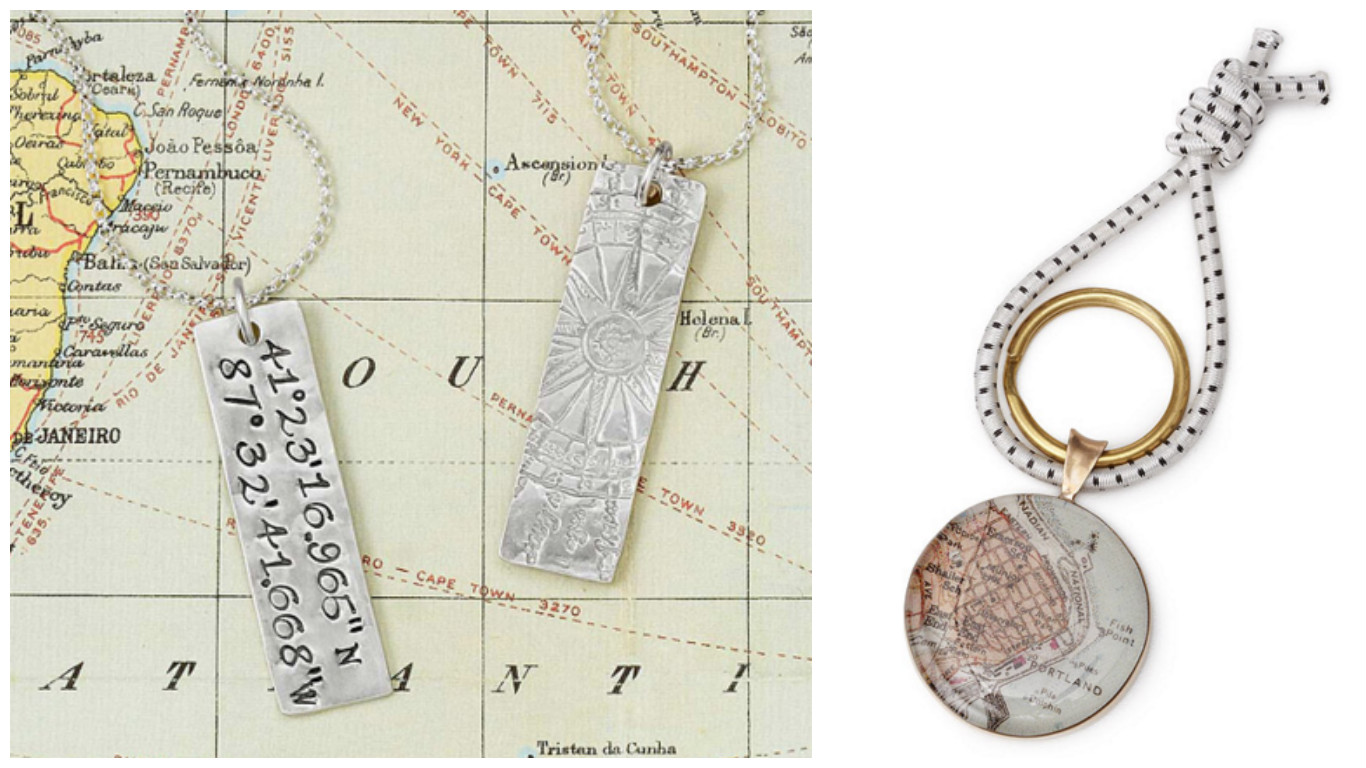 Latitude Longitude Pendent & Bronze Custom Map Key Ring|UncommonGoods