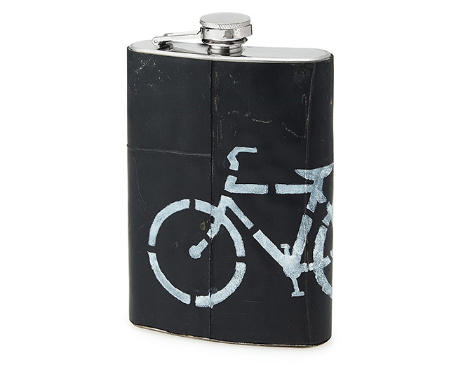 Upcycled Bike Tire Flask | UncommonGoods