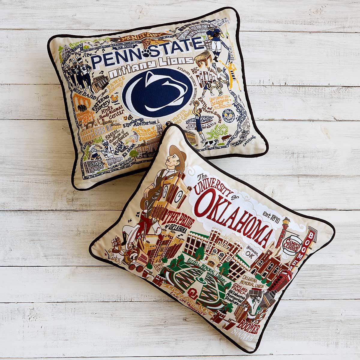 Embroidered College Pillows | UncommonGoods